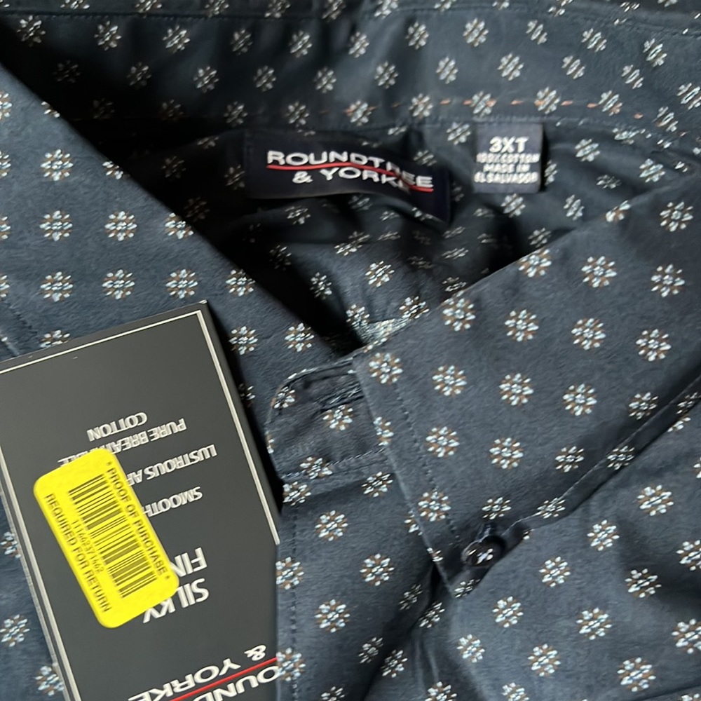 NWT Men’s 3XT Navy Print Button-down